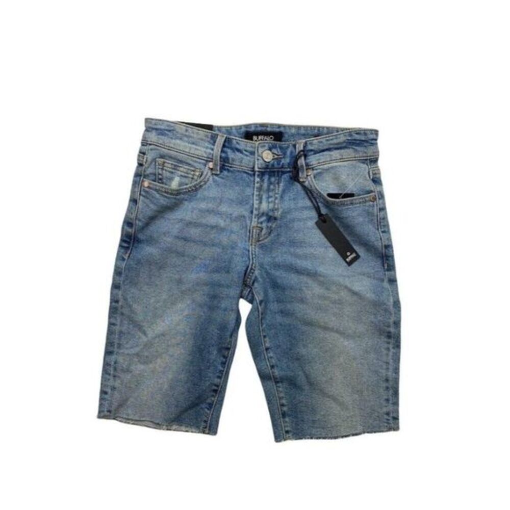Buffalo David Bitton Bermuda Boyfriend Shorts 26 Juniors' Frayed-Hem Stretch NEW